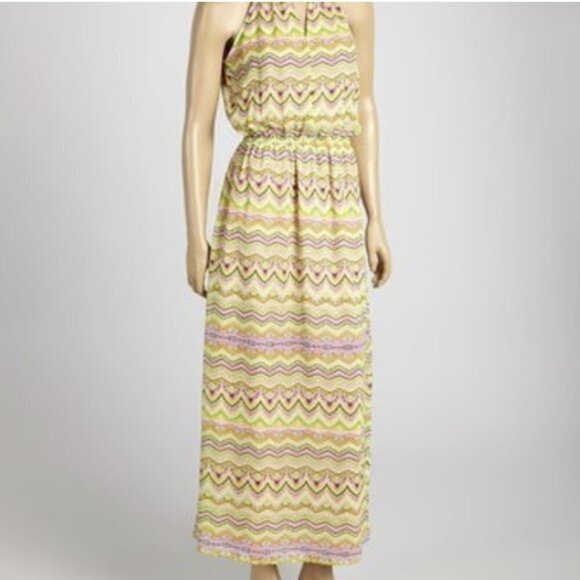 💎349 Tacera Halter Yellow and Pink Maxi dress - Picture 1 of 10